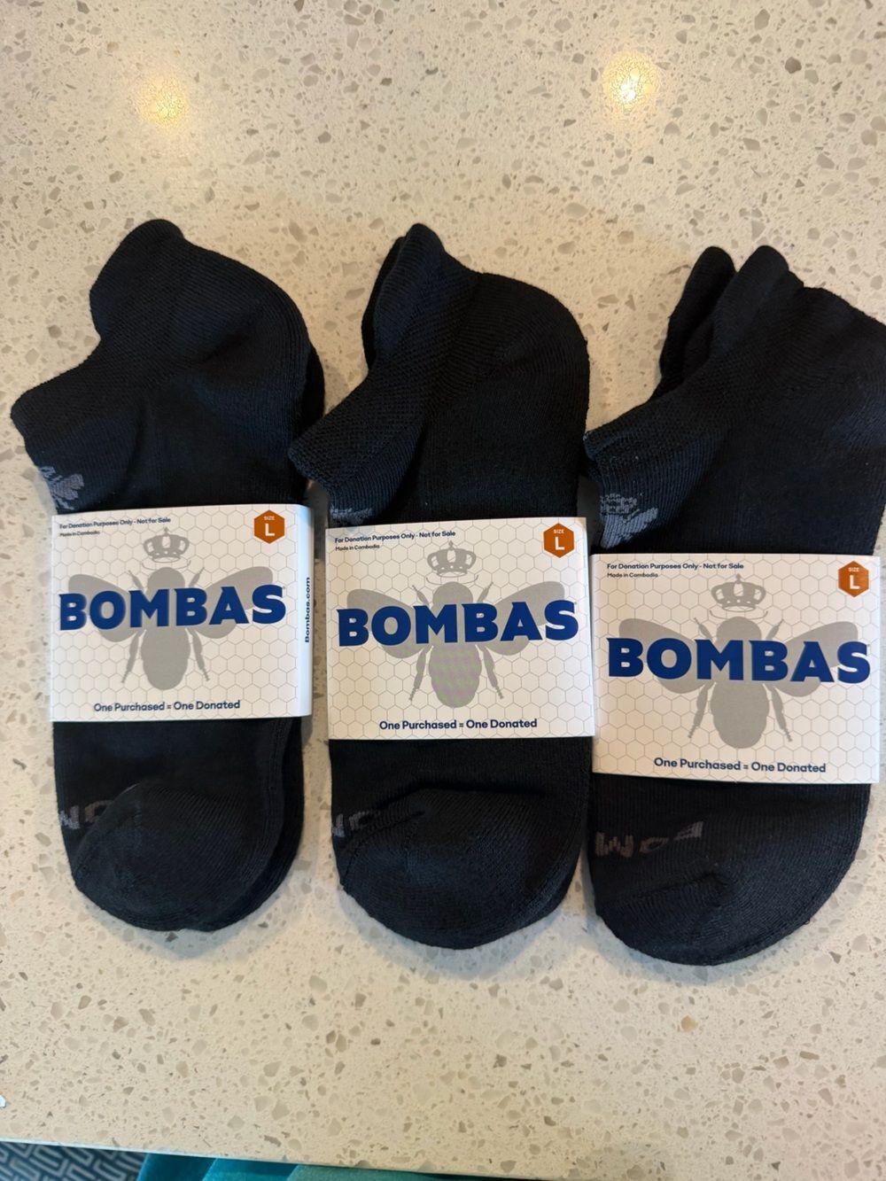 Bombas Ankle Socks Black Socks Size Large NWT 3-pack US Mens 9-13